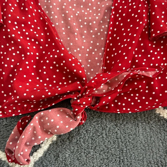 Polka Dot Tie Wrap Top - Picture 6 of 6